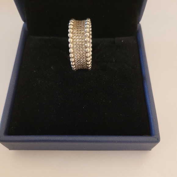 Solid sterling silver ring, eternity band with pave C/Z all around. - Picture 5 of 6